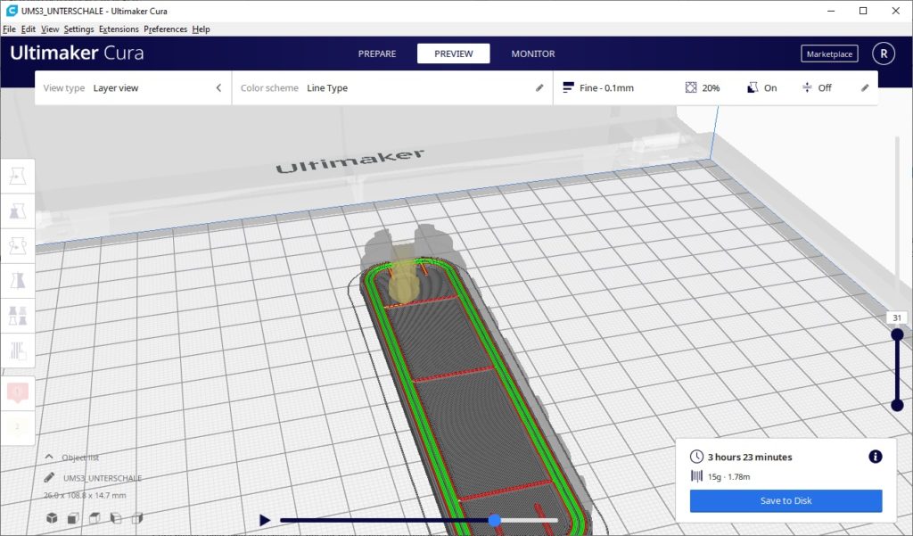 Cura Software Vorschau 3D Drucker