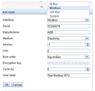 Modbus-Zähler hinzufügen